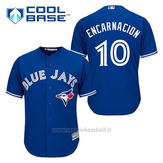 Maglia Baseball Uomo Toronto Blue Jays Edwin Encarnacion 10 Blu Alterner Cool Base